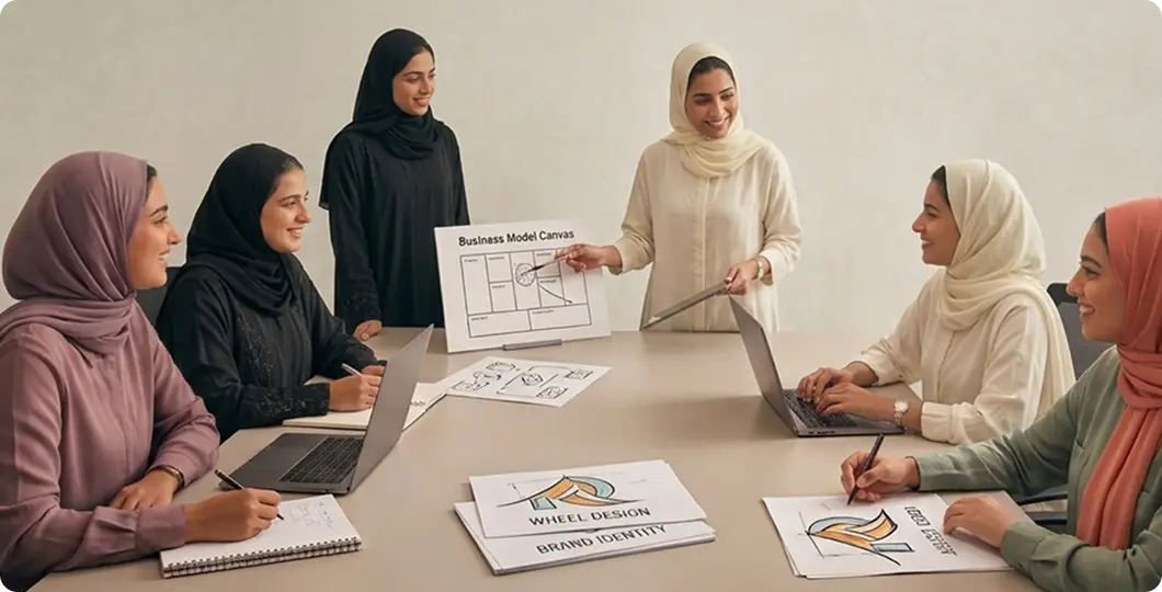 رائدات أعمال في جلسة عمل داخل حاضنة رياديات